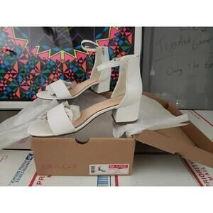 Sugar Womens Size 8.5 Noelle White Smooth Heel Open Toe Ankle Strap Shoes #trl8